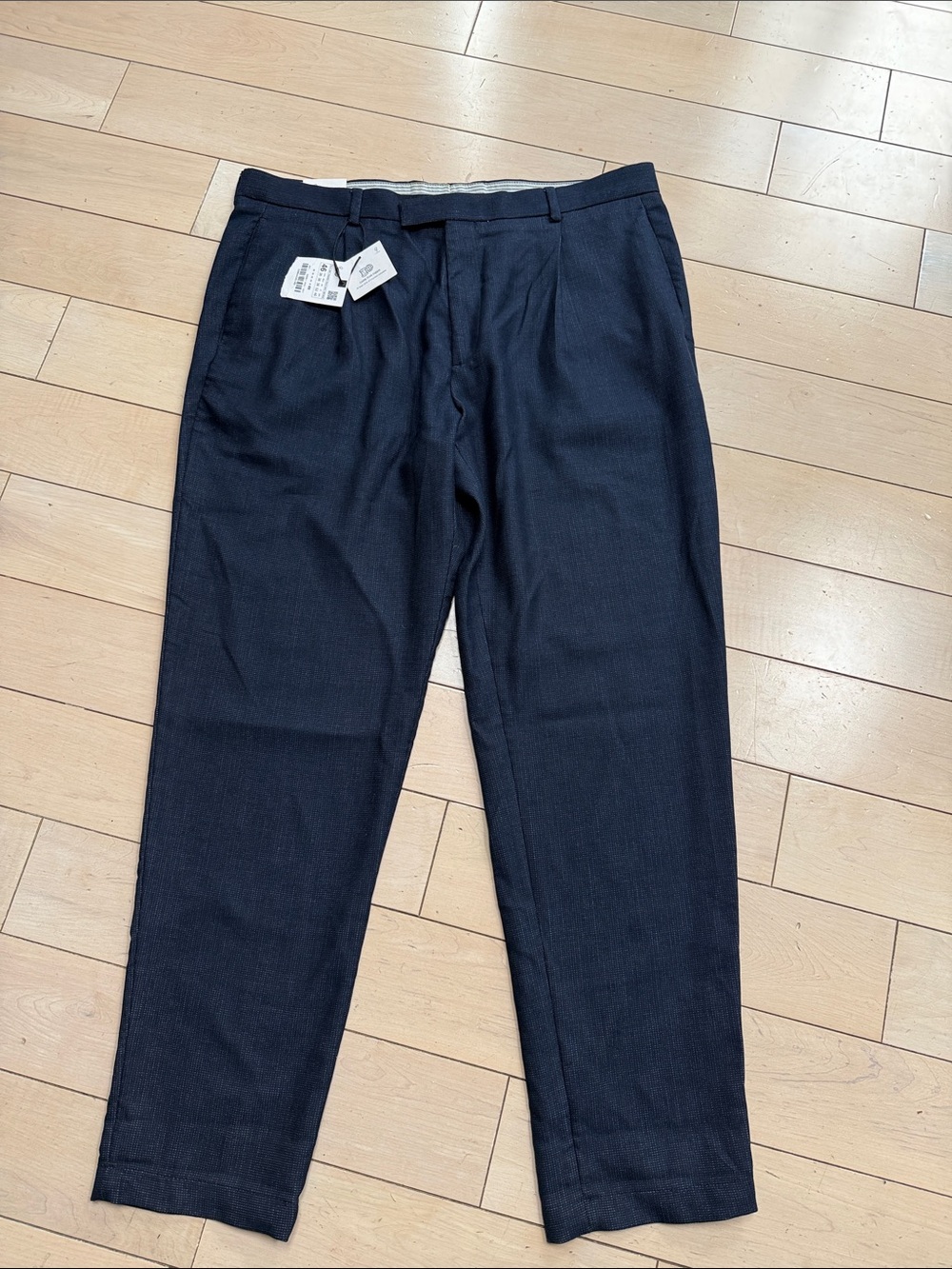 Zara Men's Dark Navy Pleated Dress Pants